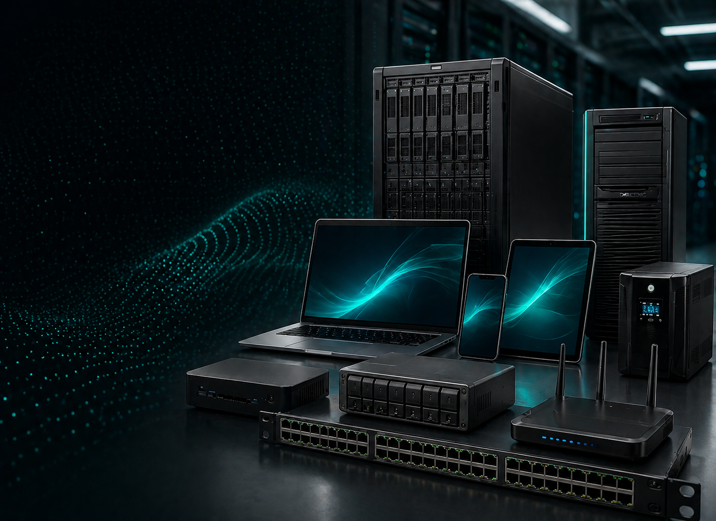 Ilustração de hardwares corporativos para infraestrutura de TI