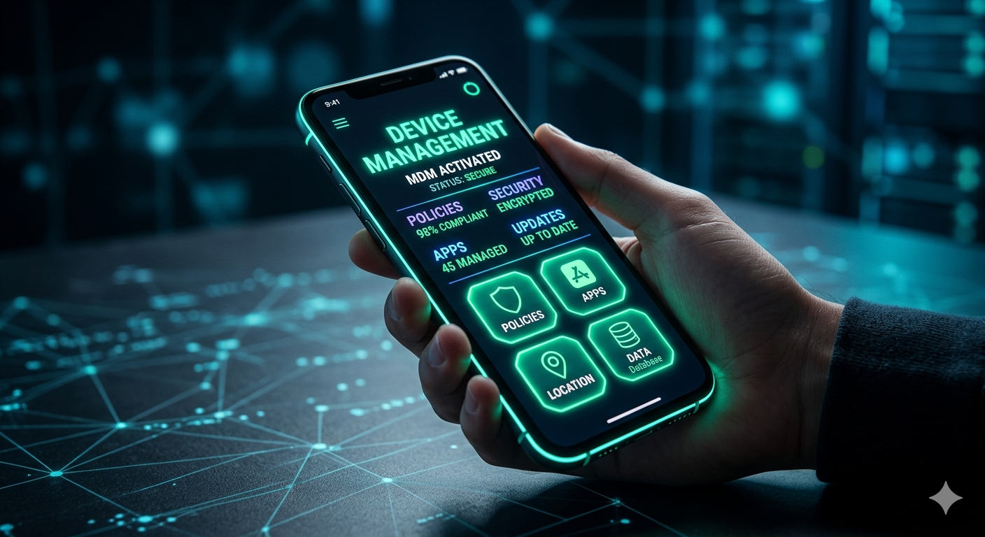 Ilustração de gerenciamento e proteção de dispositivos com MDM